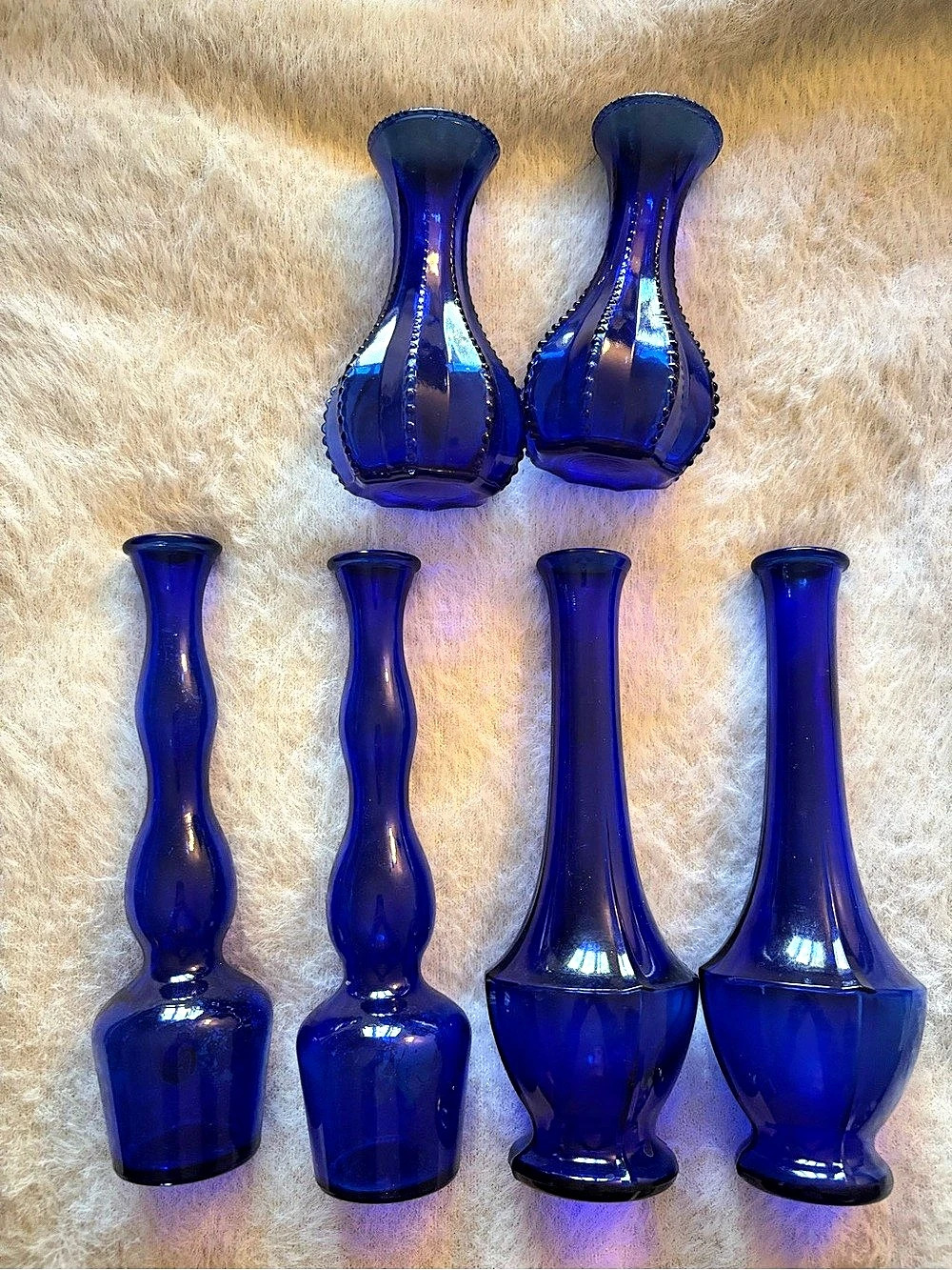 Blue Glass Vase, or Candlesticks Set of 6
